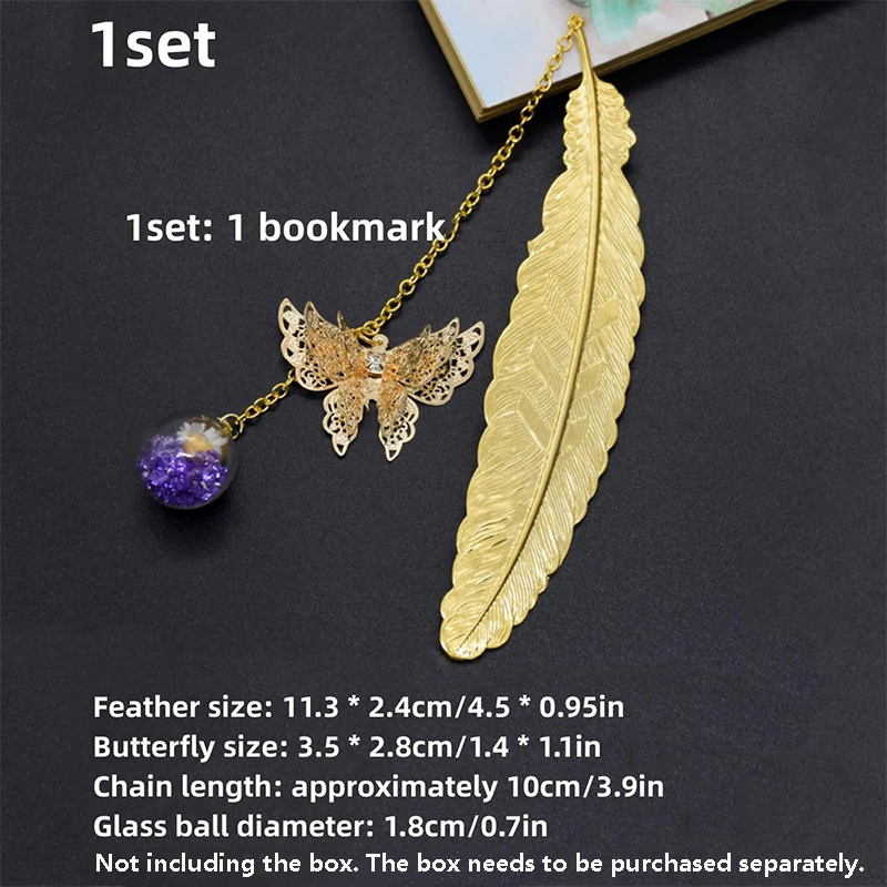Dried Flower Bulk - 1pc Chinese Style Metal Feather Bookmark
