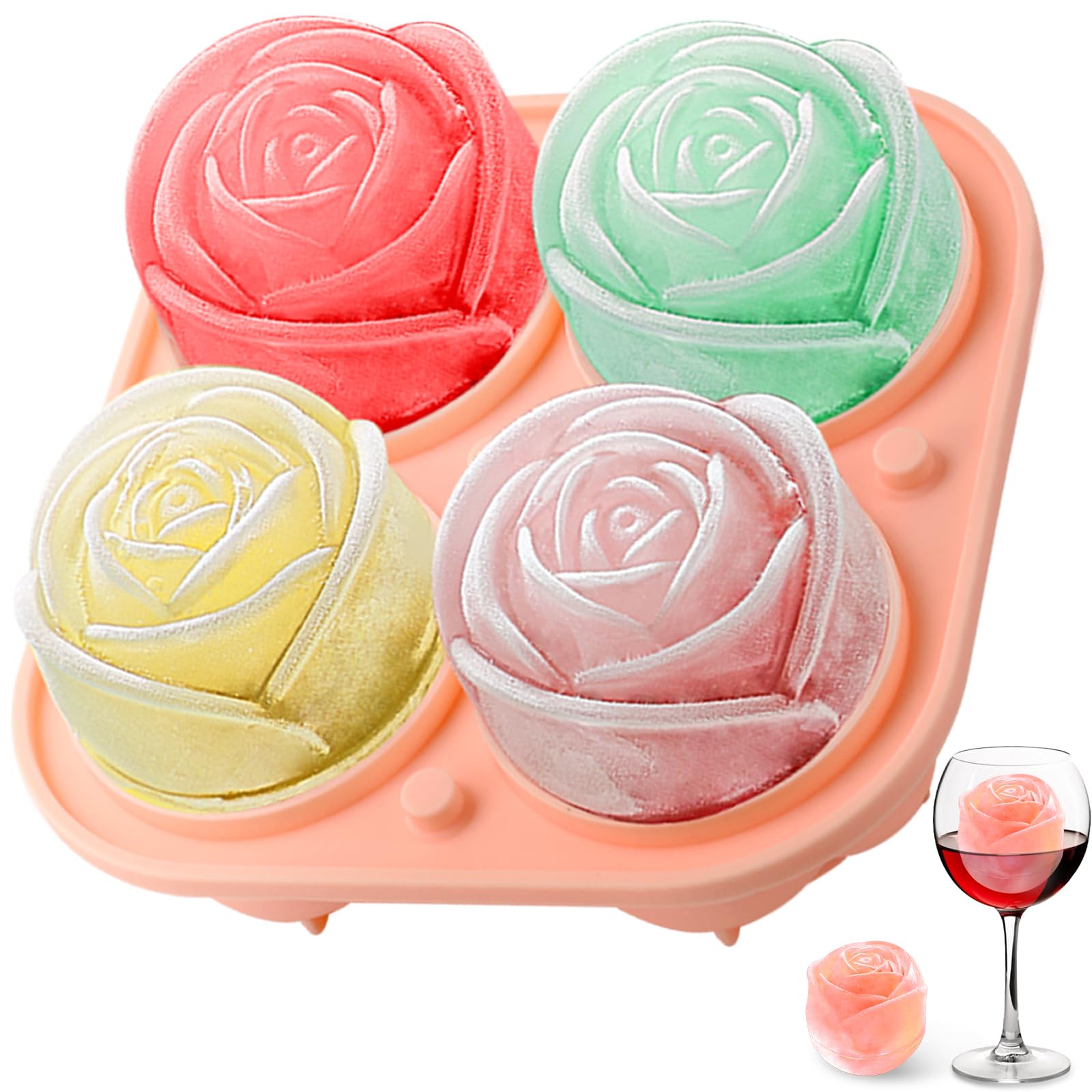 3D Rose Silicone Ice Molds 4-H - Silicone Mold Tray recension och pris